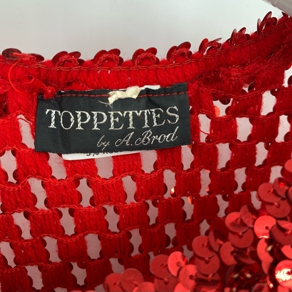 Vintage Sequin Stretch Disco Red‎ Top - Picture 4 of 12